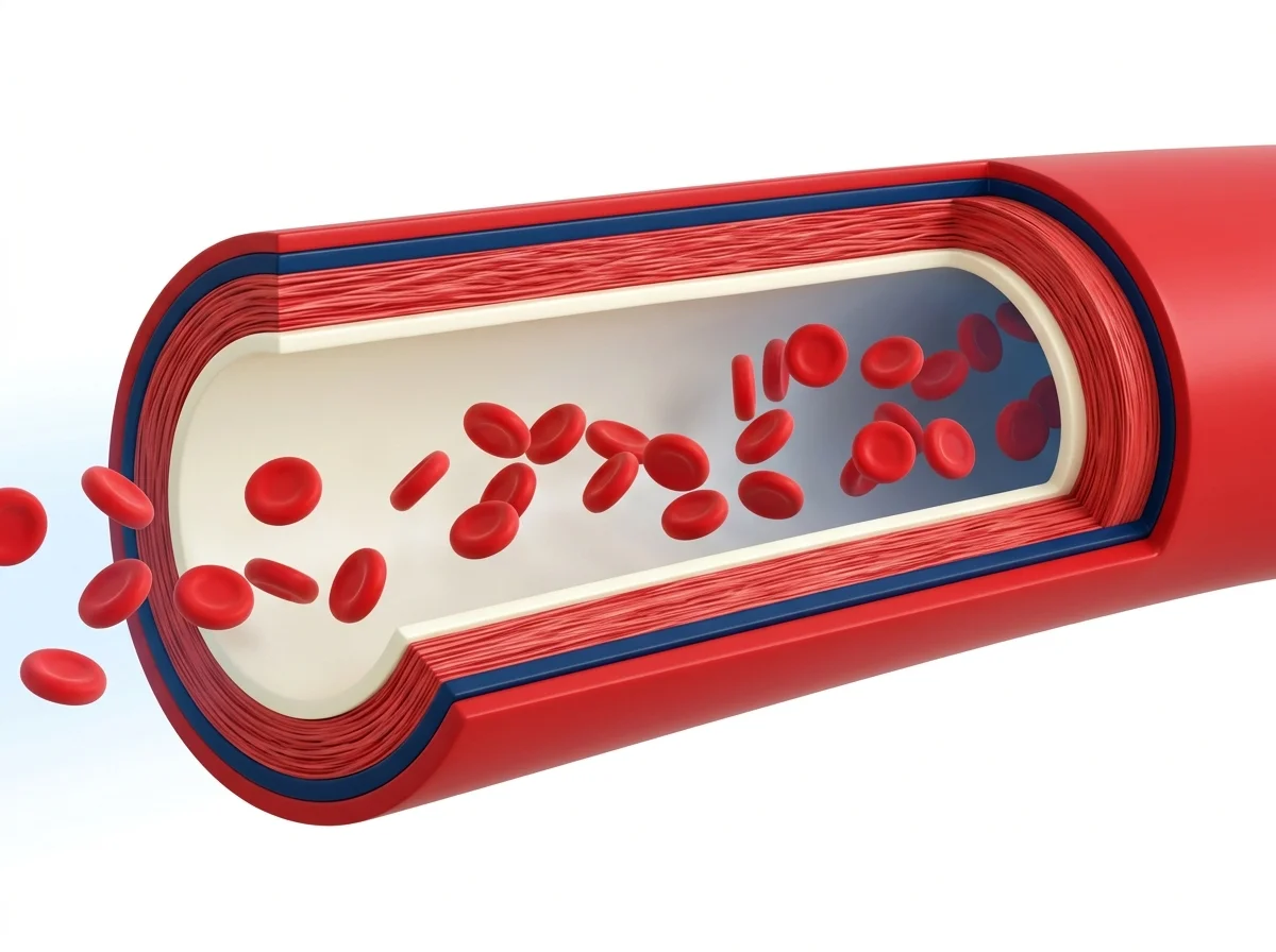 Stylized illustration of a healthy blood vessel with normal circulation